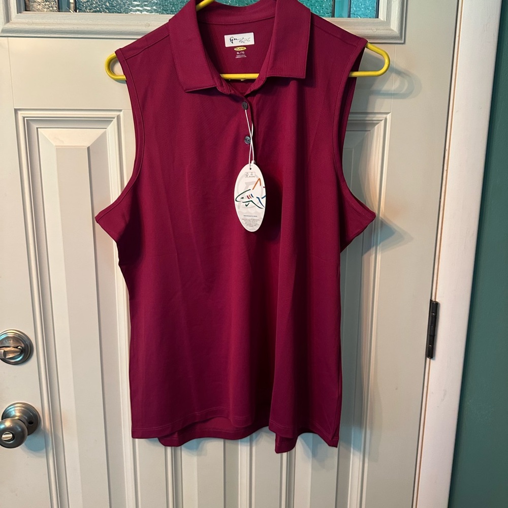 Greg Norman Collection Red Sleeveless Polo